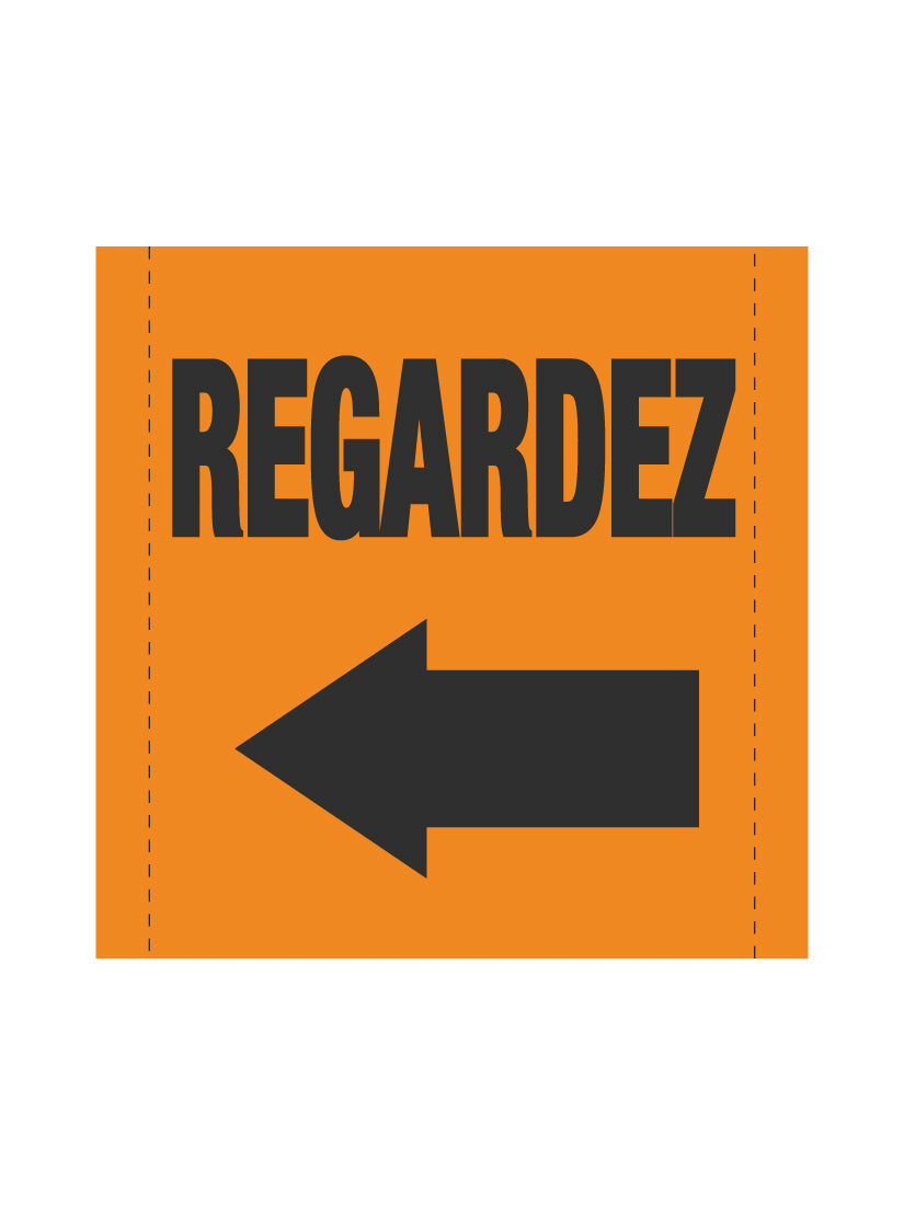 Bannière en treillis PVC Regardez (Gauche)