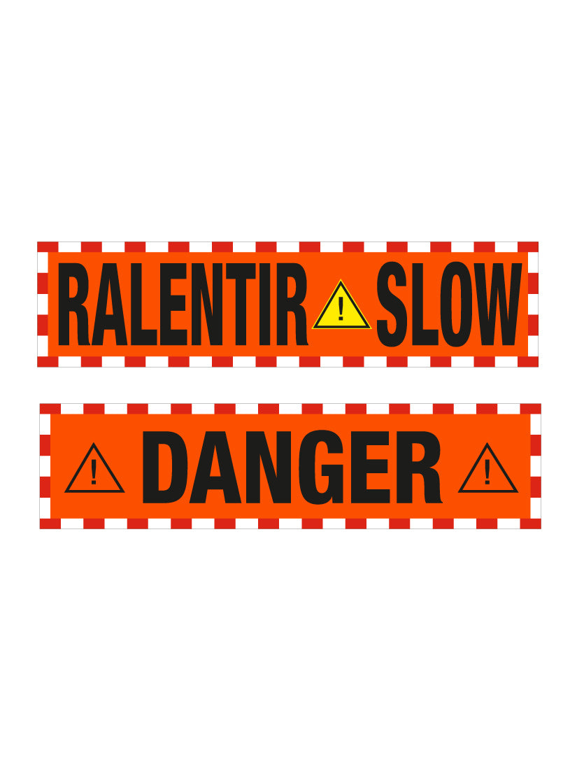 Hatched banner with message