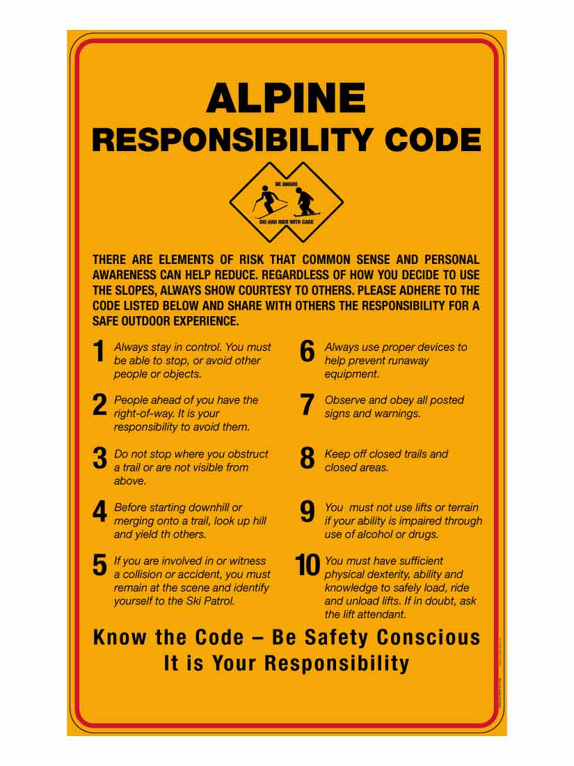 Panneau Code de responsabilité alpin
