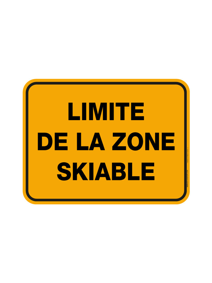 Panneau limite de la zone skiable