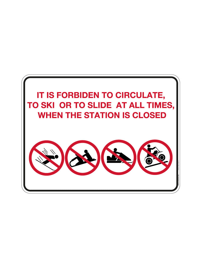 Panneau Règlement station fermée