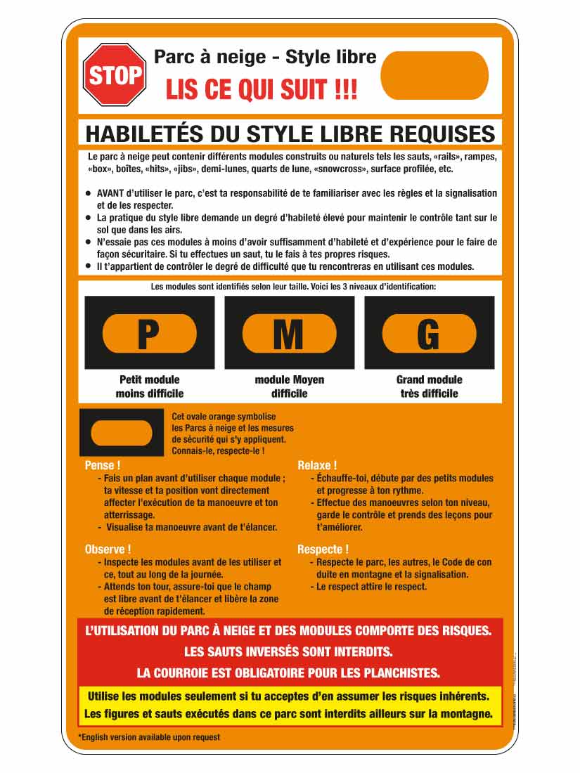 Panneau Légende classification de modules (version 6)